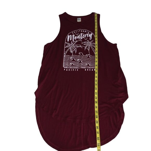 Monterey California Burgundy High Low Tank Top Size Large Pacific Ocean Soft - Picture 7 of 10